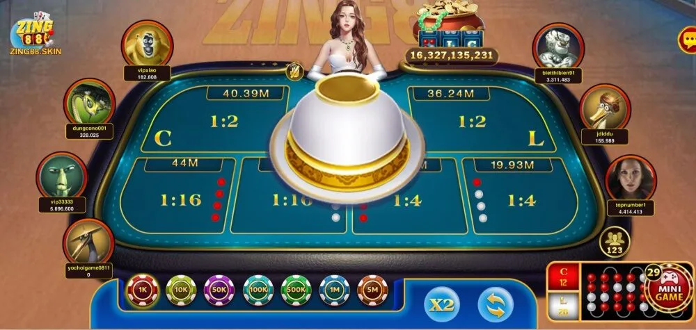Giao diện game xóc đĩa ZING88